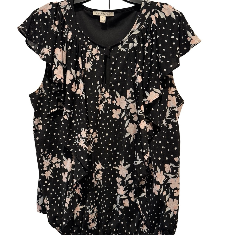 41 Hawthorn Black and Pink Floral Blouse - Picture 2 of 8
